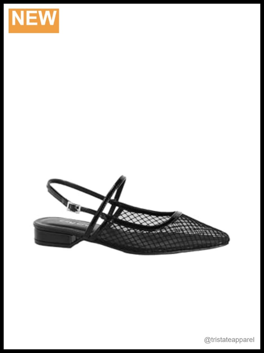 City Chic Wide Fit Lily Mesh Slingback Pointed Toe Flats Business Casual